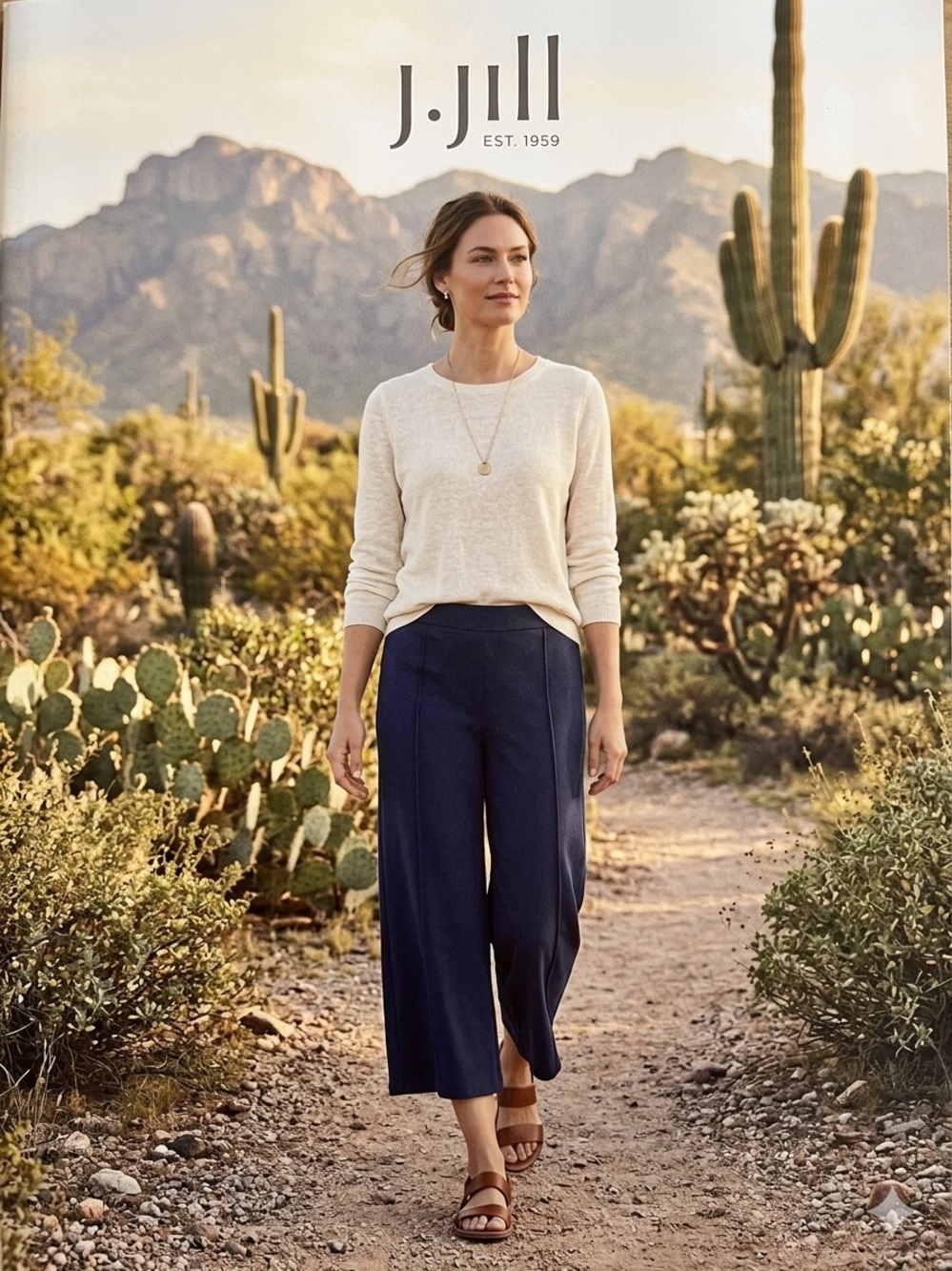 J. Jill Navy Cropped Wide-Leg Pants